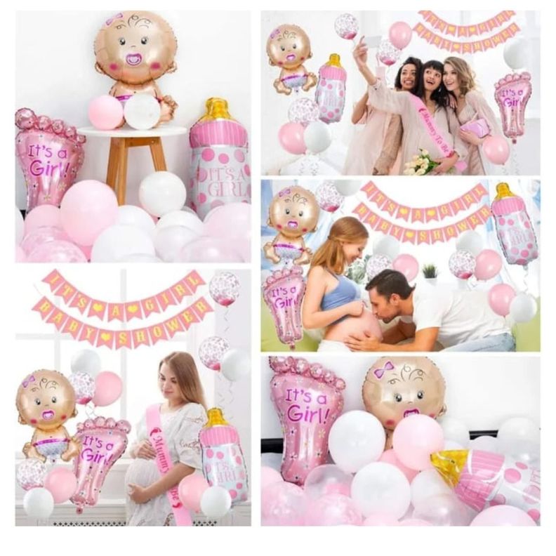 Set de Globos Decorativo para Baby Shower (color Rosa)-1