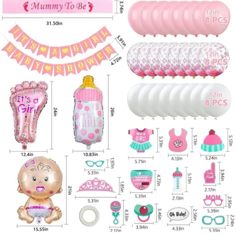 Set de Globos Decorativo para Baby Shower (color Rosa)-2