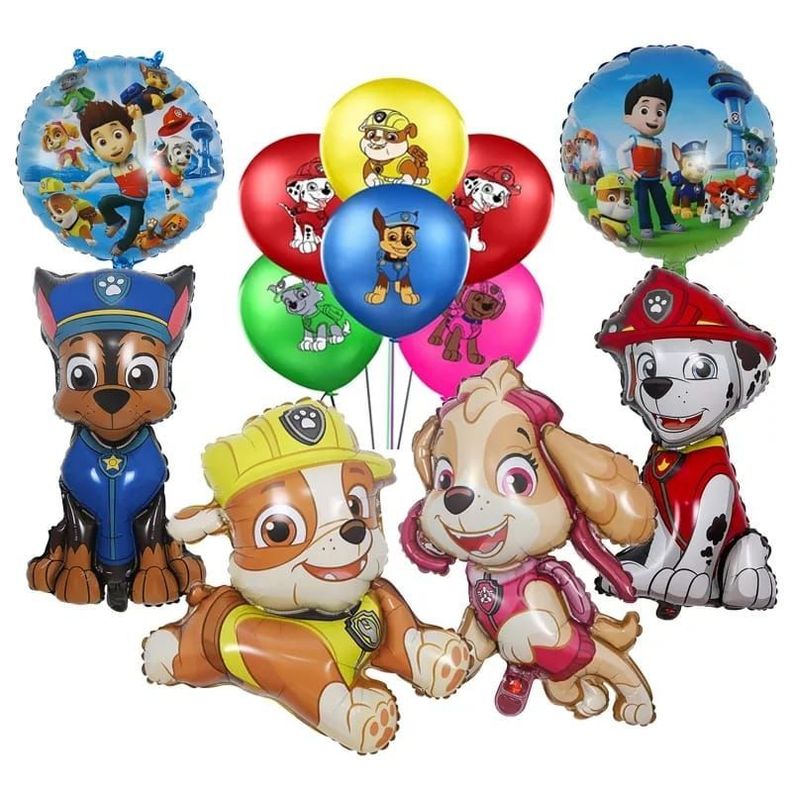 Set Globos Latex con Globos Aluminio Paw Patrol Mod1-0