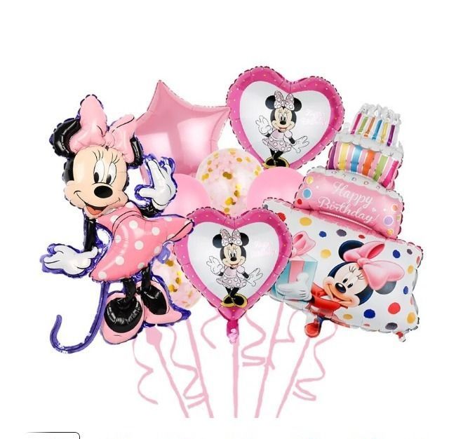 Set Globos Aluminio + látex Cumpleaños Minnie -0