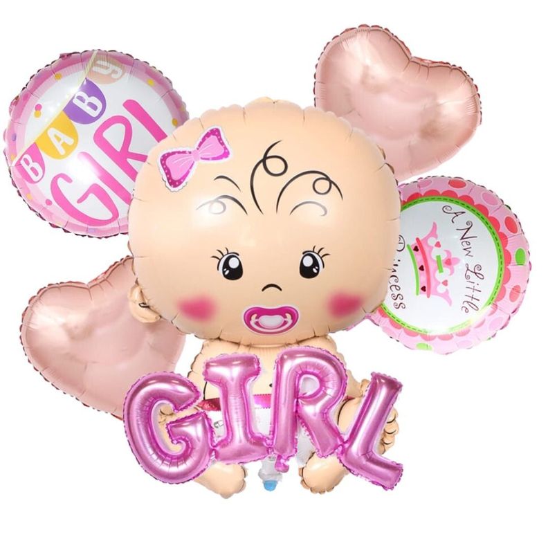 Set Globos Aluminio Baby Shower Niña 6pzas-0