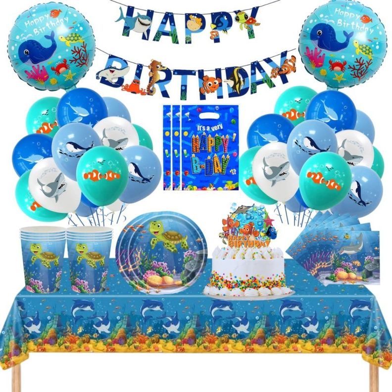 Cotillón Globos Decorativo Cumpleaños Mundo Marino-0