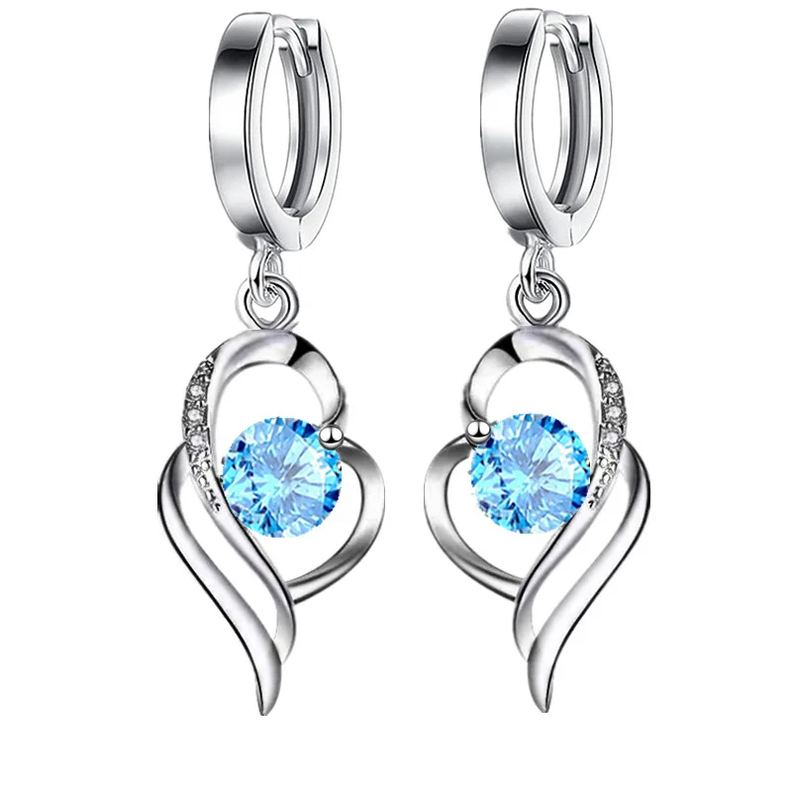 Aros con Circonita Azul con Baño Plata 925