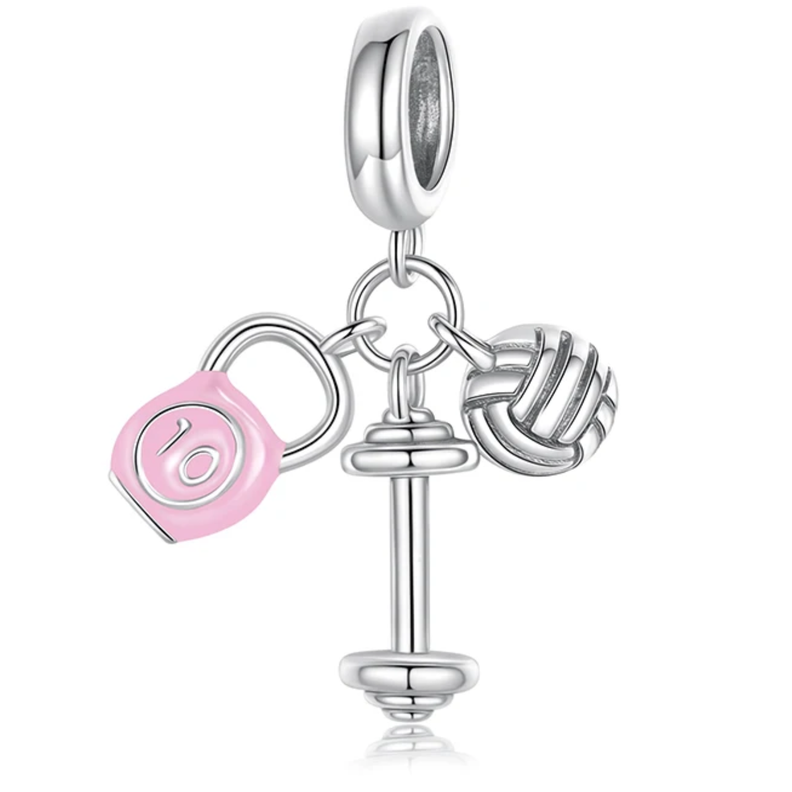 Charm Dije en Plata 925 Deporte Voleibol Pesa Mancuerna