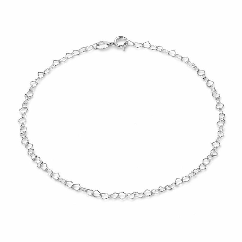 Tobillera Corazones Entrelazados Plata Ley 925