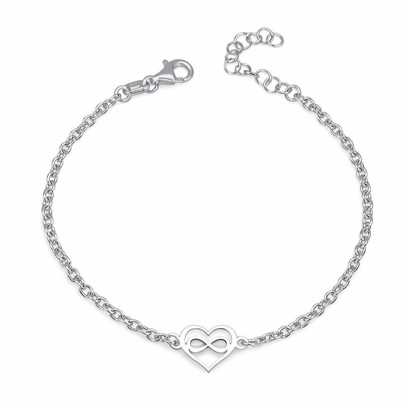 Pulsera Rolo Corazón Infinito en Plata Ley 925