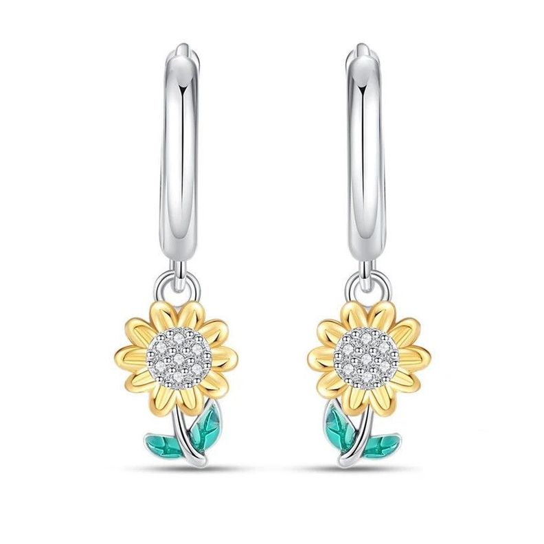 Aros Argolla Girasol Plata Ley 925