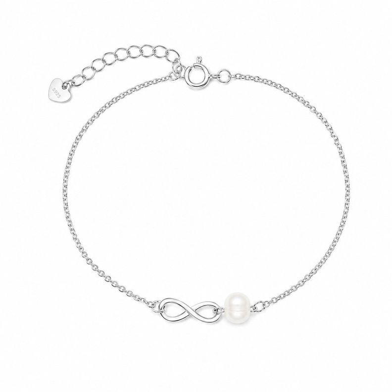 Pulsera Infinito Perla del Rio Natural Plata ley 925