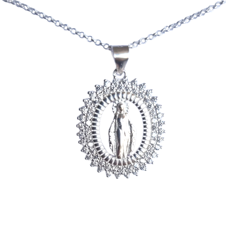 Collar Virgen De Los Rayos Milagrosa Plata 925