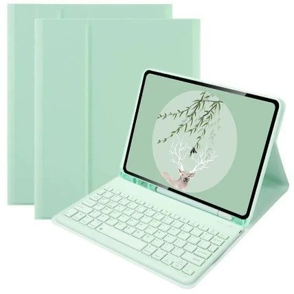Para IPAD 10.2 Funda Verde claro Con teclado Magnético-1