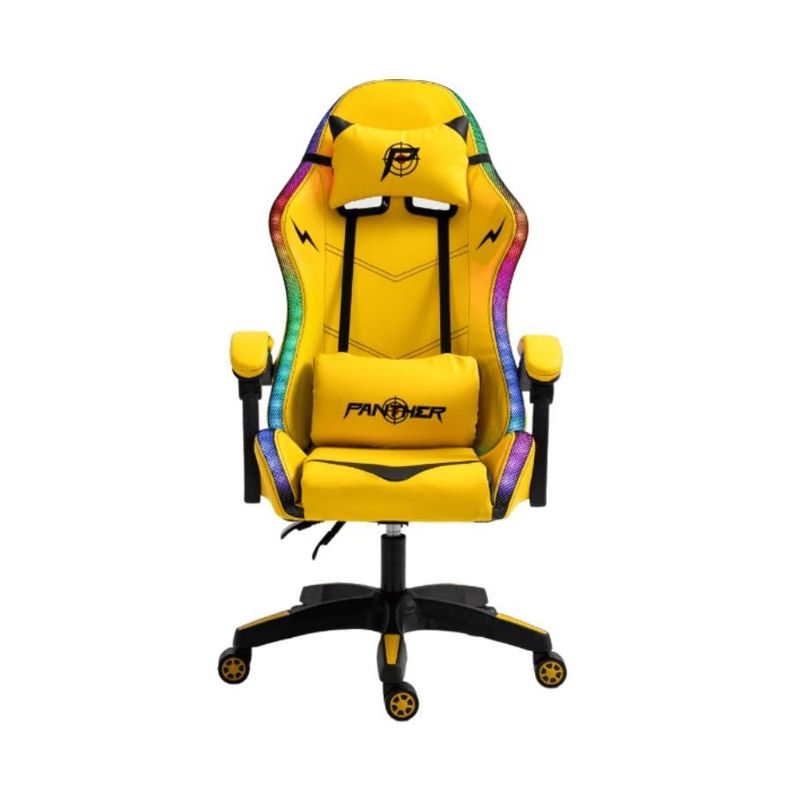 Silla Gamer Panther Profesional RGB con Vibración Amarilla-1