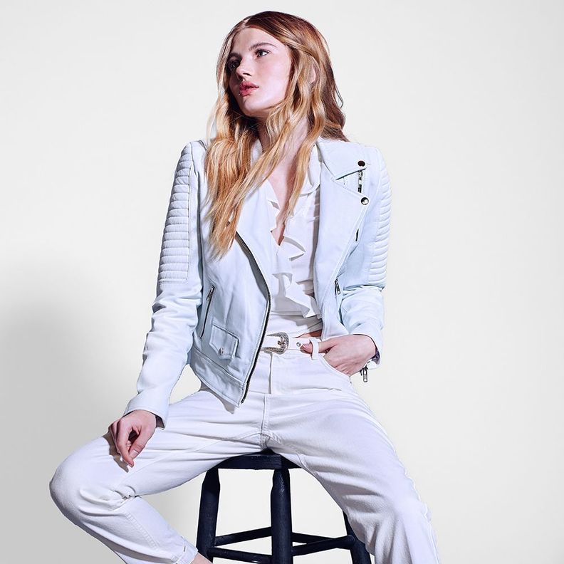 Chaqueta De Cuero Moto Mila Blanca Amen-1