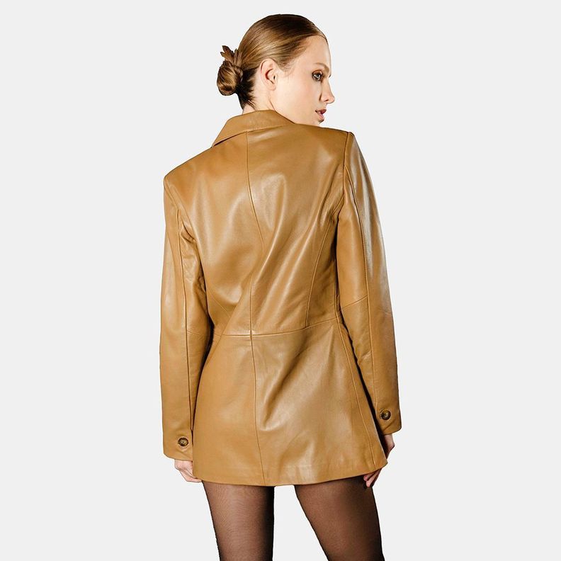 Chaqueta De Cuero Hime Blazer Camel Amen-1