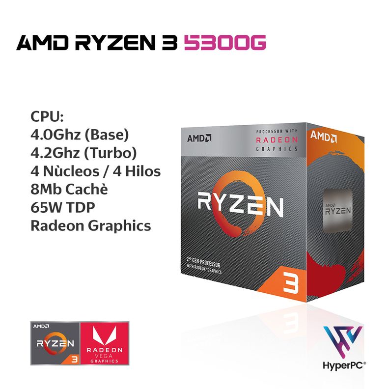 PC oficina mini: AMD Ryzen 3 5300G Vega 6 8gb 240Gb WiFi-1