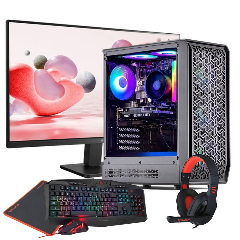 PC GAMER + MONITOR 24 + Perif: AMD Ryzen 5 5500 32Gb 1Tb RTX 3050 Negro