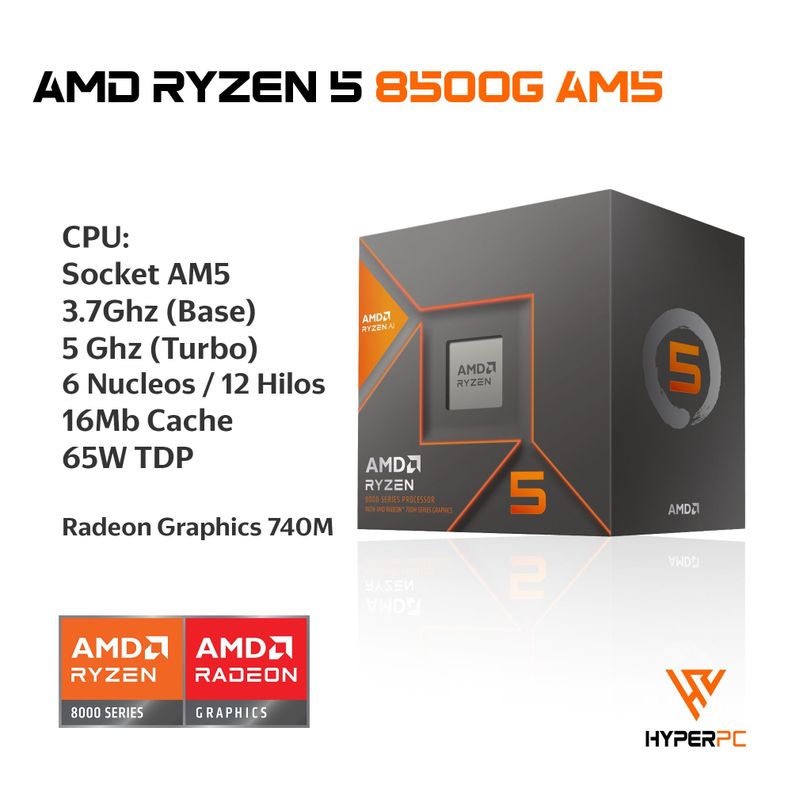 PC GAMER: AMD RYZEN 5 8500G 32gb DDR5 2Tb Radeon 740M WiFi-2