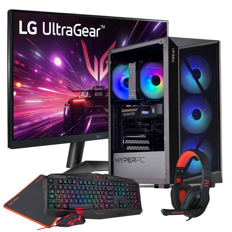 PC GAMER + MONITOR 24 + Perif: AMD RYZEN 5 9600X 32Gb DDR5 2Tb RTX 5060 Ti Negro