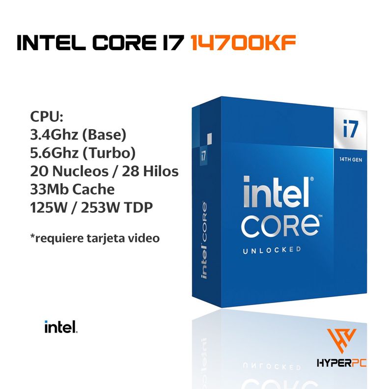 PC GAMER INTEL CORE i7 14700K 32gb DDR5 2Tb RTX 5070 12Gb WiFi-2