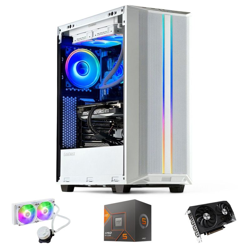 PC GAMER Blanco + MONITOR 24 + Perif: AMD RYZEN 5 8400 32Gb 2Tb RTX 4060 WiFi-1