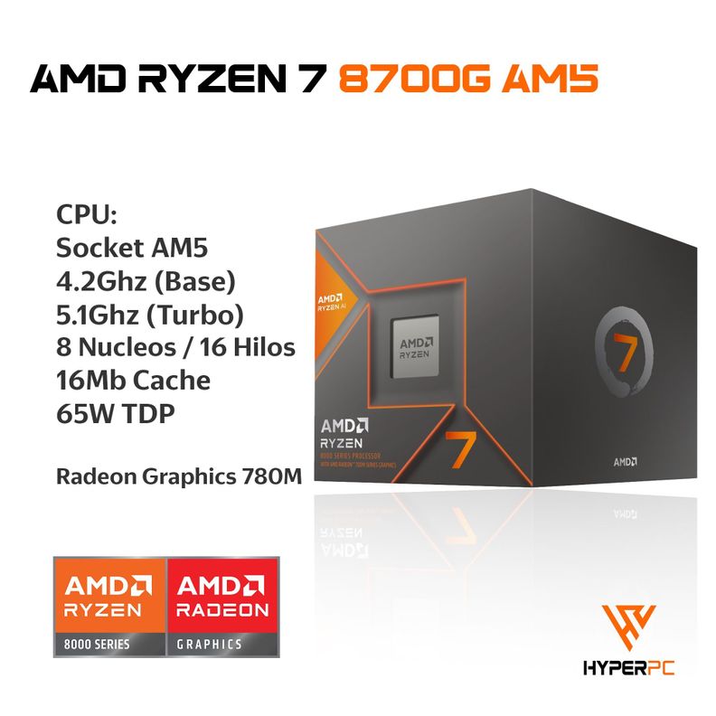 PC mini + MONITOR 22 + Perif: AMD RYZEN 7 8700G 16gb 500Gb Radeon 780M WiFi-1