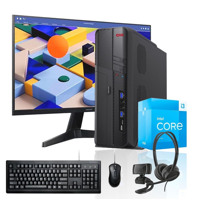 PC slim + MONITOR 24 + Perif: INTEL CORE i3 13100 16gb 1Tb UHD 730 WiFi-0
