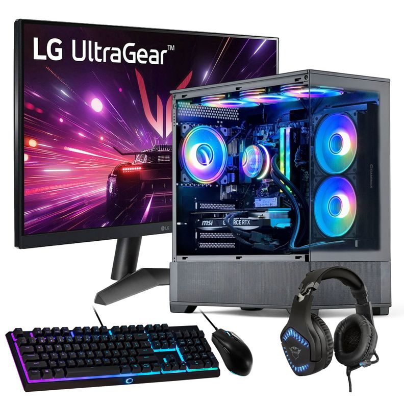 PC GAMER + MONITOR 27 + Perif: AMD RYZEN 5 9600X 32Gb DDR5 1Tb RTX 5060 Ti Negro