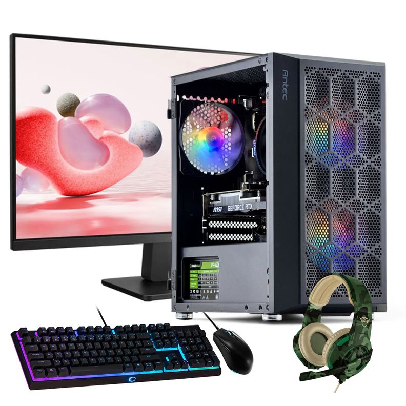PC GAMER + MONITOR 24 + Perif: INTEL CORE i3 14100 16gb 500Gb RTX 3060 WiFi-0