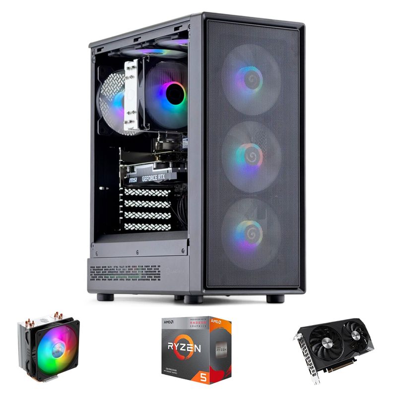 PC GAMER + MONITOR 24 + Perif: AMD RYZEN 5 5600XT 16gb 1Tb RTX 3050 WiFi 6xFAN-1