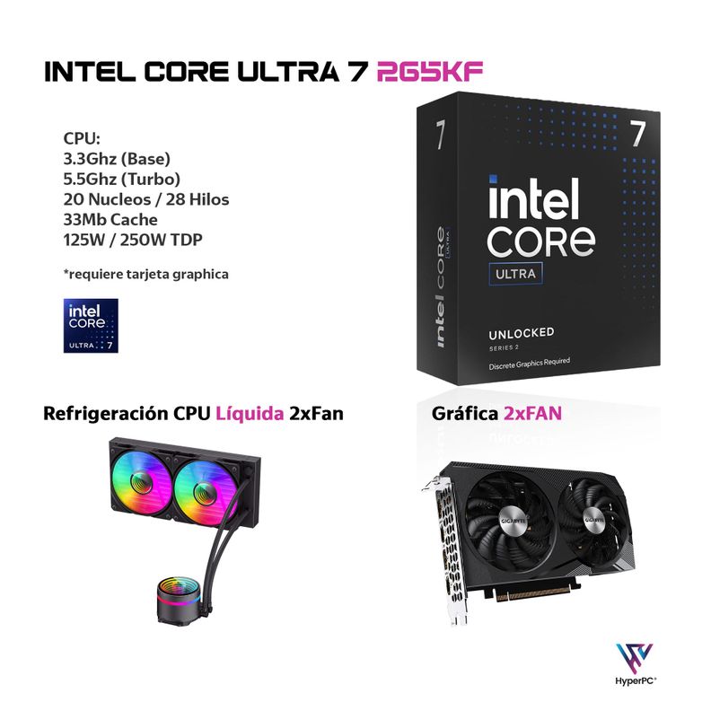 PC GAMER INTEL CORE Ultra 7 265K 32Gb DDR5 1Tb RTX 5070 12Gb Hyper