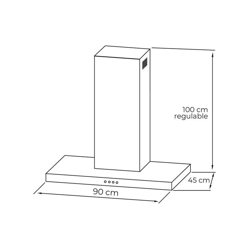 Campana Rectangular Ace Inox 90cm, 3 Velociades-4