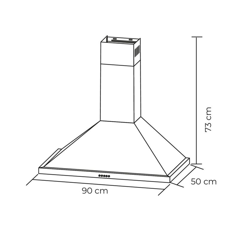 Campana Piramidal Acero Inox 90 cm, 3 Velocidades-6