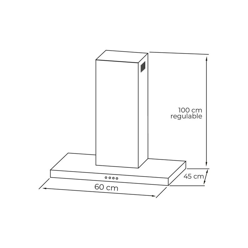 Campana Rectangular Ace Inox 60cm, 3 velocidades-6