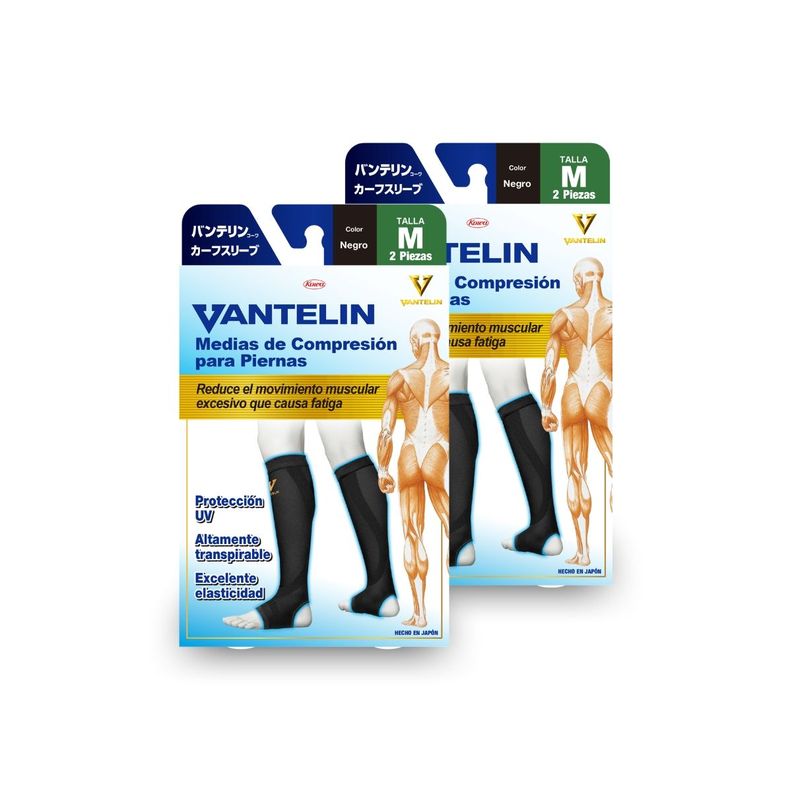Pack Doble Pantorrillera Compresora Vantelin Negro M