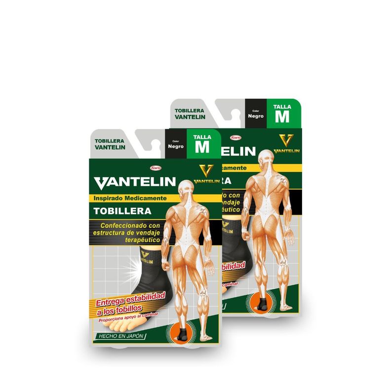Pack Doble Tobillera Vantelin Negro S