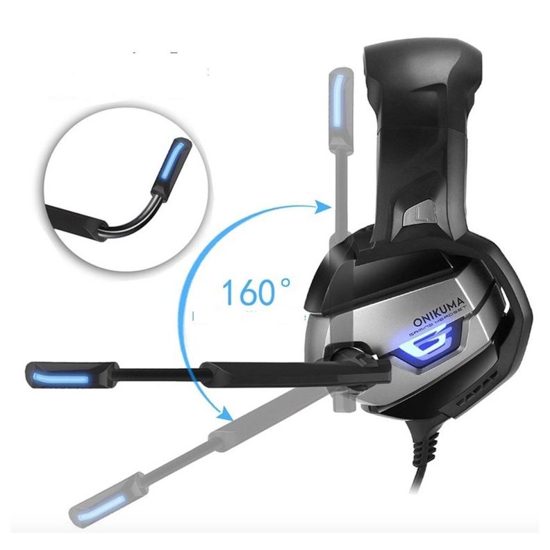 Audífonos Gamer Onikuma K5 Black Y Grey Con Luz Led-3