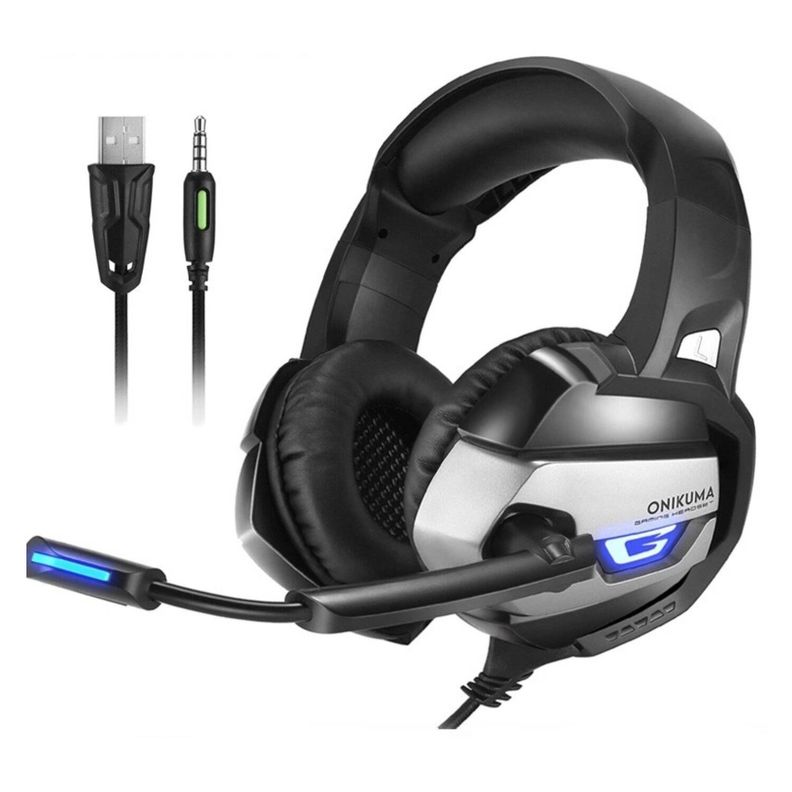 Audífonos Gamer Onikuma K5 Black Y Grey Con Luz Led-1