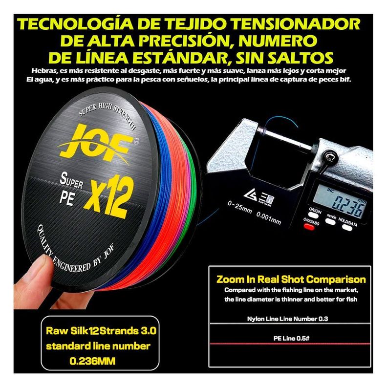 Hilo Pesca Multifilamento De 12 Hebras Jof 0.26mm 100mt-3