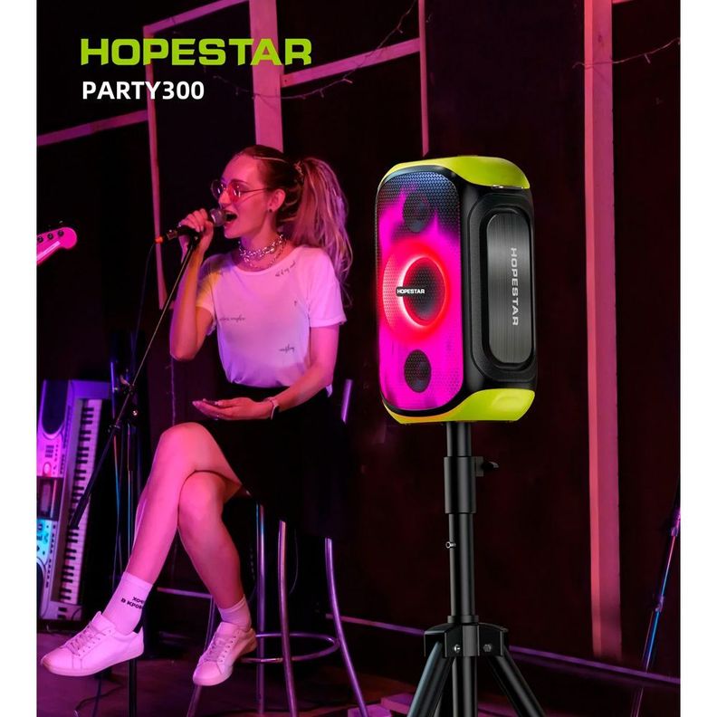 Parlante Hopestar Party 300, Luz Rgb, 80w Micrófono Karaoke-5