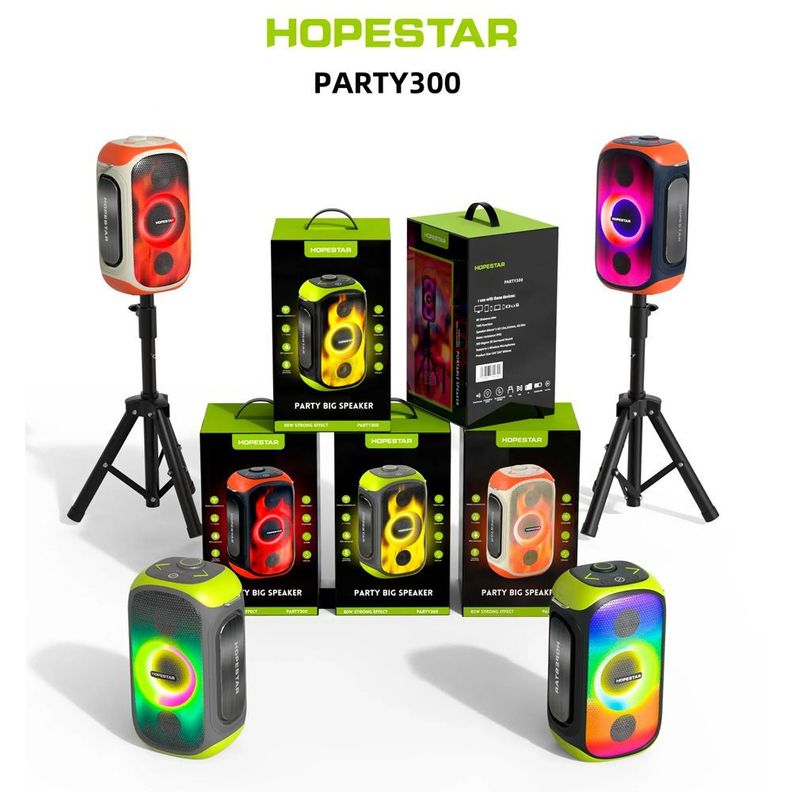Parlante Hopestar Party 300, Luz Rgb, 80w Micrófono Karaoke-7
