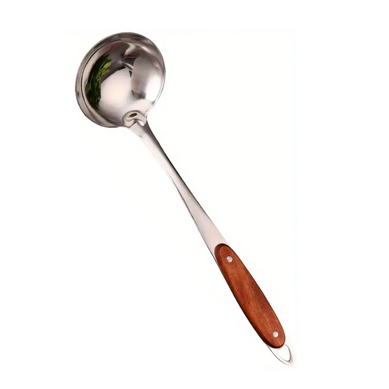 Cucharon Inoxidable Mango Madera Para Tu Cocina-0