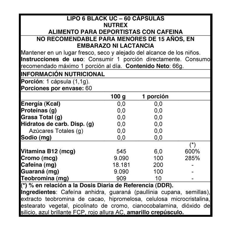 Lipo6 Black Ultra Concentrate Cafeína 60 Caps Nutrex Pote Sin Sabor-2