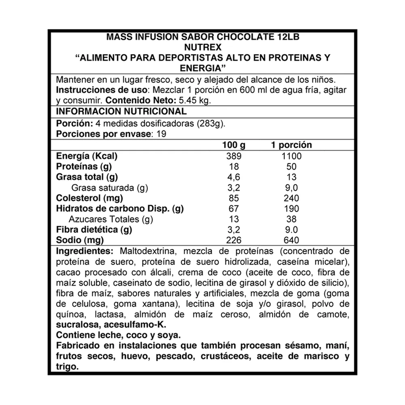  NUTREX MASS INFUSION GAINER CHOCOLATE 12 LB-1