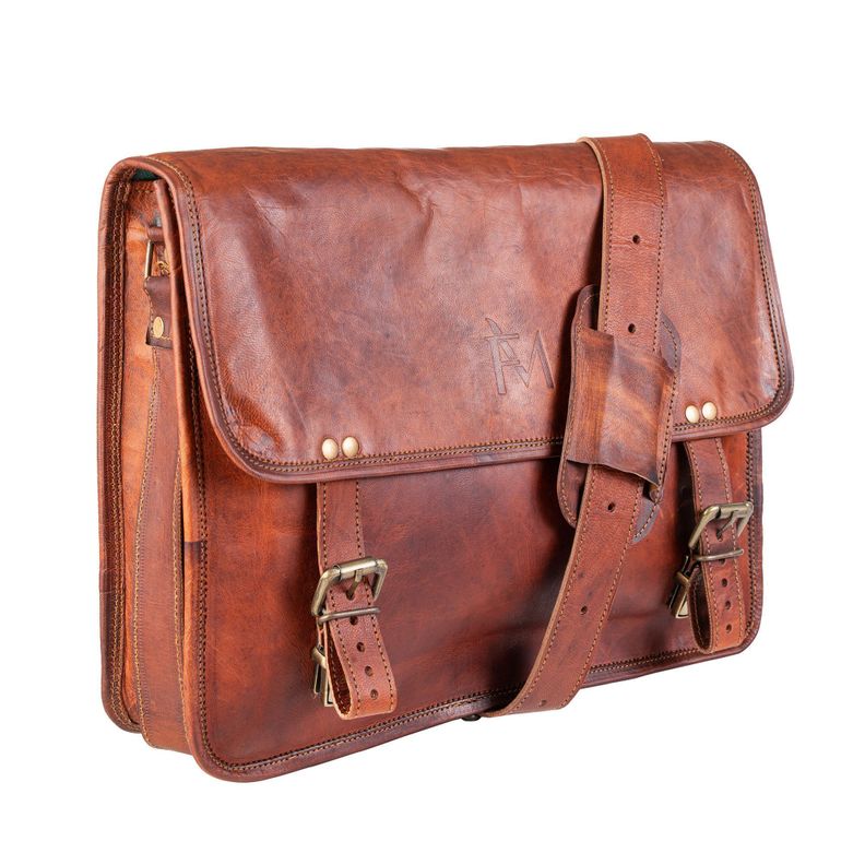 Maletin De Cuero Natural. Vintage Unisex Notebook 15,6