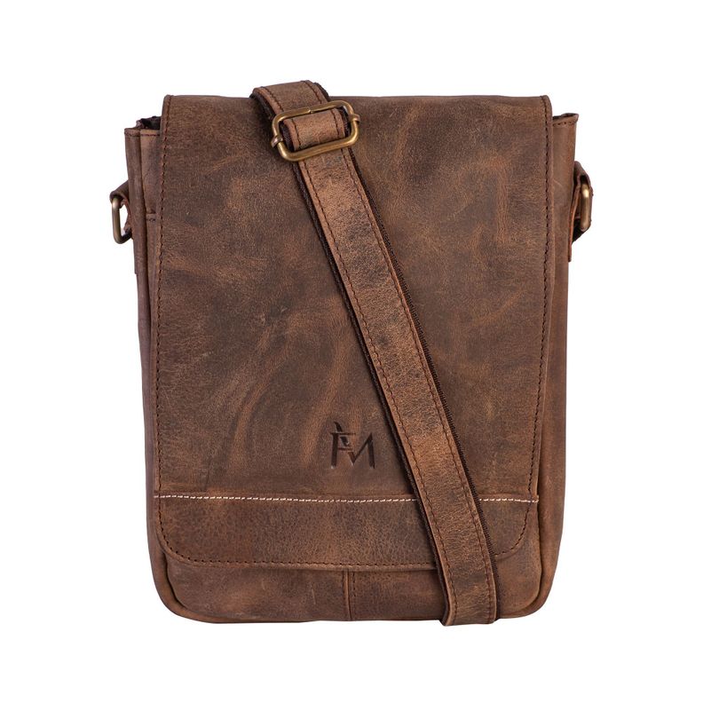 Bolso de cuero grueso natural. Color marron Vintage. Estilo Vintage Cafe