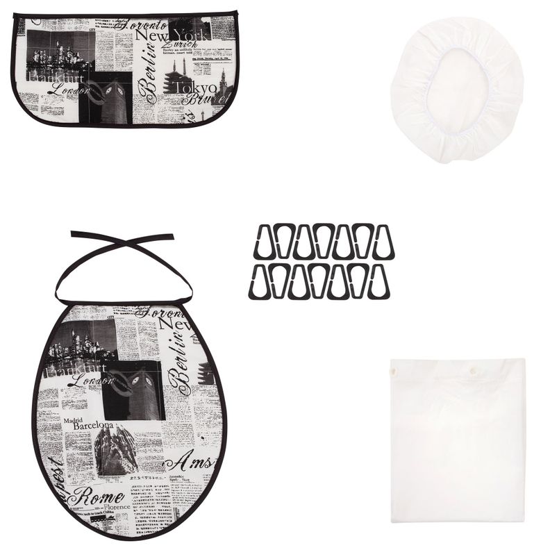 Cortina y Set de Baño Negro Diseño Diario 200 X 200 CMS-1