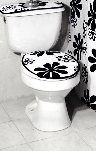 Accesorio bano diseno Flor Negra Negro
