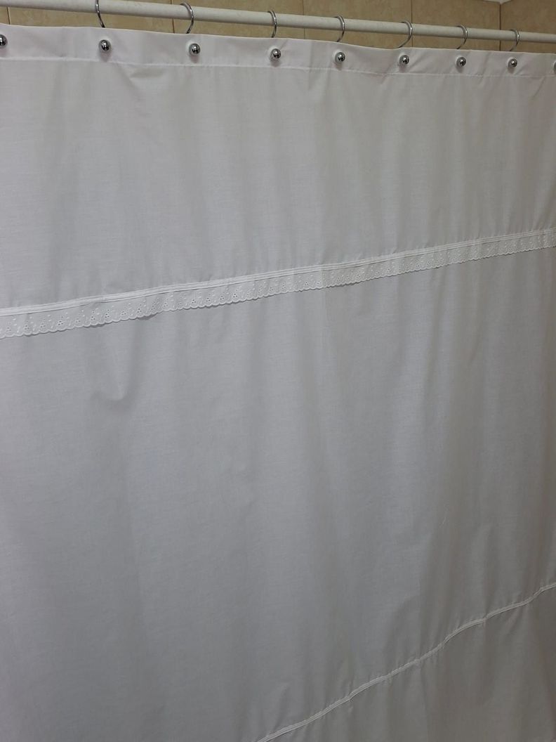 Cortina y Set Ba o 5 Piezas Broderie Blanco 180 180 cms