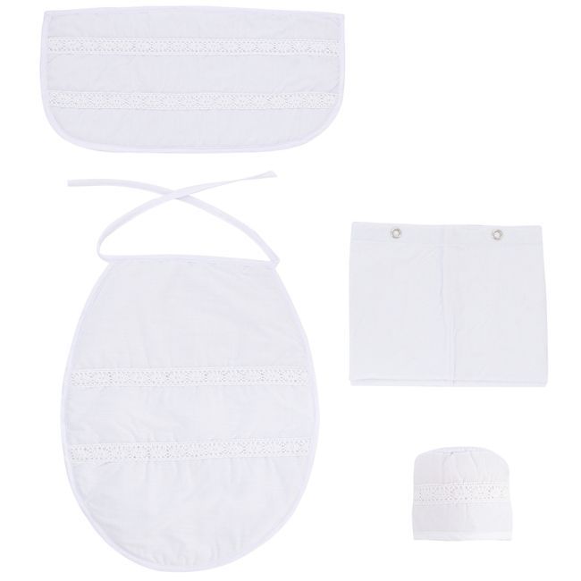 Cortina y Set de baño 5 piezas 180 x 180 cms blanco bolillo-1