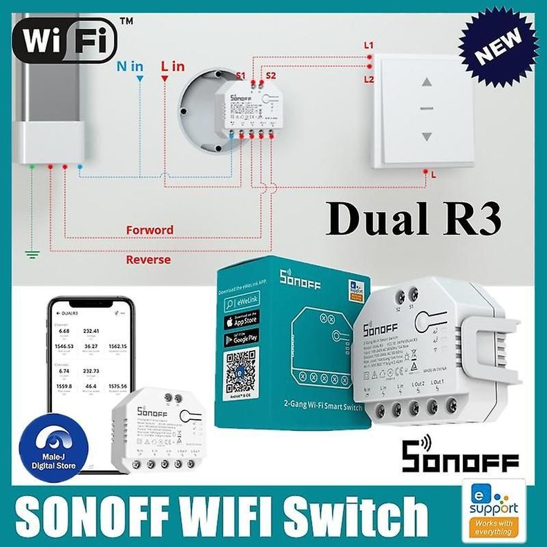 SONOFF-Módulo de relé DUAL R3 2 Gang-1