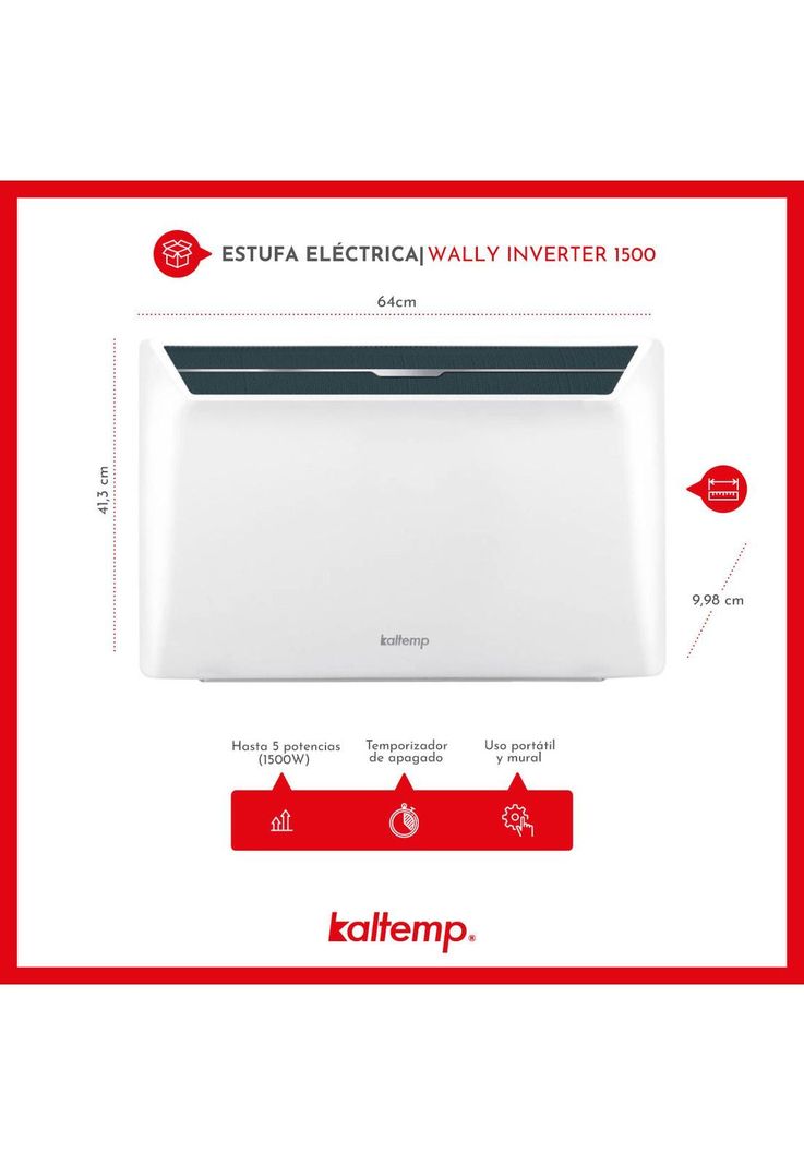 Estufa Calefactor Eléctrico Kaltemp Wally Inverter 1500-6